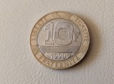 Franța - 10 francs / franci (1990) monedă s051, Europa