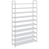 Cumpara ieftin Raft incaltaminte 10 etajere, metal si textil netesut, argintiu