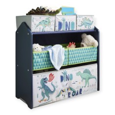 Raft pentru jucarii pentru copii GINGER HOME Organizator cu cutii de depozitare DINOSAUR
