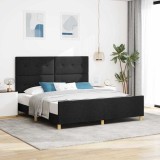 Cumpara ieftin Cadru de pat cu headboard Negru 180 x 200 cm tesatura