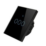 Intrerupator smart wifi, tuya smart life, touch, Home Light Switch cu control vocal APP, wi-fi 2, 4GHz+bluetooth, 3 buton, N+L, amazon alexa si google