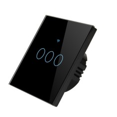 Intrerupator smart wifi, tuya smart life, touch, Home Light Switch cu control vocal APP, wi-fi 2, 4GHz+bluetooth, 3 buton, N+L, amazon alexa si google