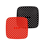Set de 2 tampoane pentru friteuza cu aer Yizemay, silicon, rosu/negru, 19/21,6 cm