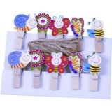 Accesorii creatie - lemn - carlig flori / insecte, natur, 3.5cm, set 10 buc, Colorarte