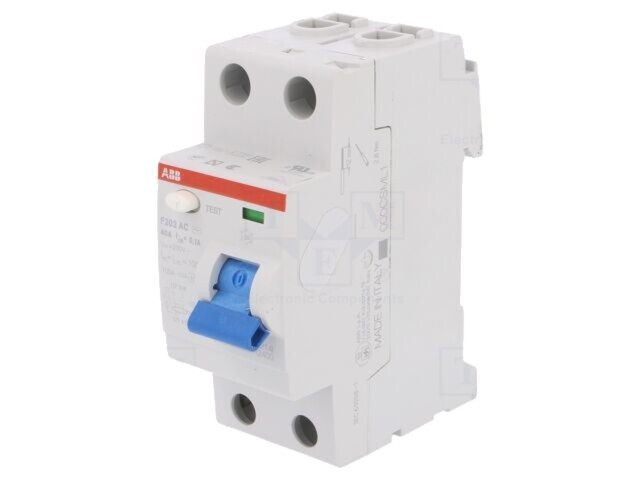 &Icirc;ntrerupător diferențial ABB 40A 100mA 2 Poli 400VAC