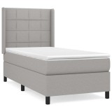 Cumpara ieftin Pat continental cu saltea, gri deschis, 80x200 cm, textil
