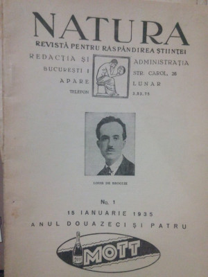 Natura. Revista pentru raspandirea stiintei, nr 1, anul 24 (1935) foto