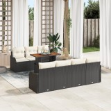 Set de Canapea Grădină vidaXL 8 Piese cu Perne Negru Ratan Sintetic Acacia