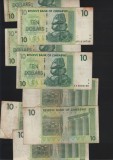 Zimbabwe 10 dollars 2007 pret pe bucata F-VF