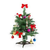 Brad artificial, 40 cm, 20 decoratiuni incluse, set complet cu globuri, fundite si bastonase