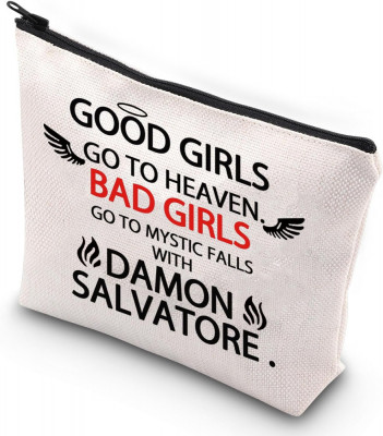 UP Jurnalele Vampirilor Inspirate Damon Fans Geantă cosmetică Bad Girls Mergi la foto