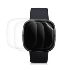 Set 3 Folii protectie pentru Fitbit Versa 3/Sense, Kwmobile, Polimer, Transparent, 57120.1 foto