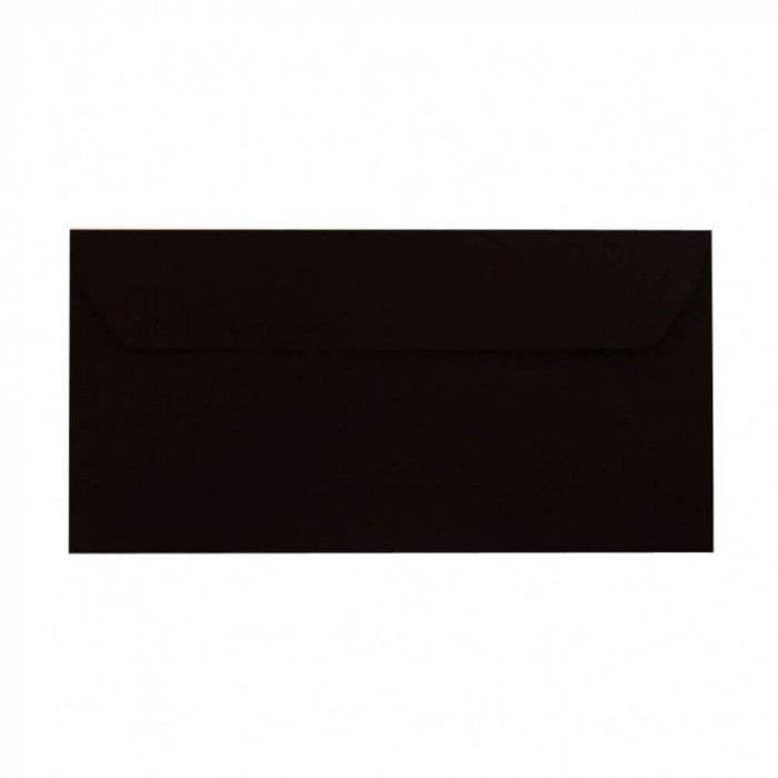 Plicuri Negre DL DACO, 25 Buc/Set, 110x220 mm, 120 g/m&sup2;, cu Clapeta Siliconica, Plic Negru, Plic Colorat, Plicuri cu Clapeta Siliconica, Plicuri DL cu