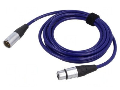 Cablu XLR 3pin Masculin-Feminin 3m Albastru foto