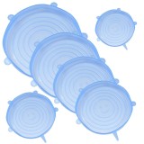 Set 12 Capace Silicon Premium flexibile , inlocuitor folie strech, dimensiuni diferite, reutilizabile, elastice, Albastru transparent, Regal trade, Oem