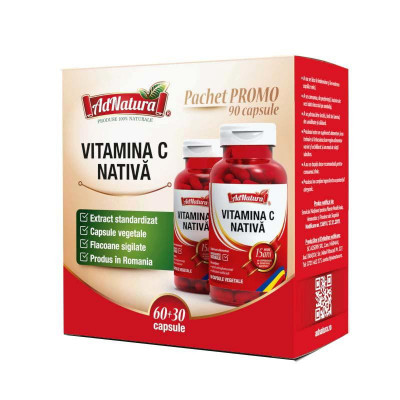 Vitamina C Nativa 90 capsule Adserv foto