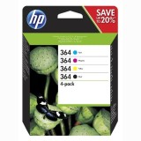 HP original ink N9J73AE, HP 364 Combo pack, CMYK, blister, 4-pack + paper