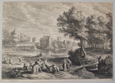 Peter Paul Rubens &amp;quot;Peisaj cu castel&amp;quot; gravura cca 1638 foto