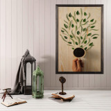 Tablou decorativ, Coffee Tree, Lemn, Lemn, Multicolor, Bystag