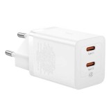 INCARCATOR retea Baseus GaN5, Quick Charge 40W, 2 x USB Type-C, alb &quot;P10110804217-Z1&quot; (timbru verde 0.18 lei) - 6932172646257