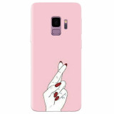 Husa silicon pentru Samsung S9, Pink Finger Cross