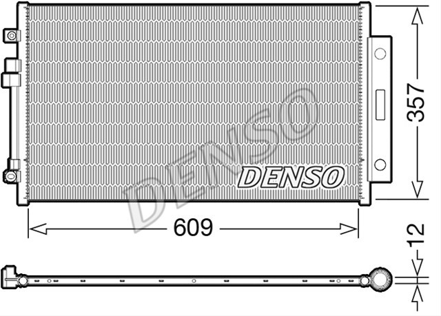 Condensator climatizare AC Denso, ALFA ROMEO GIULIA, 10.2015- motor 2,2 d, aluminiu/ aluminiu brazat, 650(620)x357x12 mm, cu uscator si filtru integr