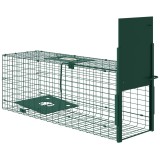 Outsunny Capcană pentru Animale Mici cu o Singură Ușă și M&acirc;ner, 80x25x30 cm, Verde &Icirc;nchis | Aosom Romania