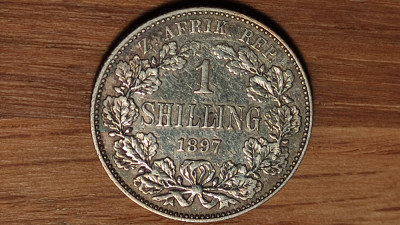 Africa de sud ZAR - raritate - 1 shilling 1897 argint - stare exceptionala ! foto