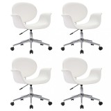 Cumpara ieftin Scaune de masa pivotante, 4 buc., alb, piele ecologica