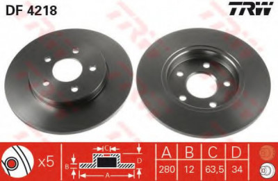 Disc frana FORD MONDEO III Combi (BWY) (2000 - 2007) TRW DF4218 foto