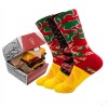 Set cadou, 3 perechi de sosete multicolore, XXL, cutie amuzanta hamburger, SKAR05