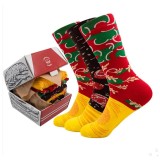 Set cadou, 3 perechi de sosete multicolore, XXL, cutie amuzanta hamburger, SKAR05