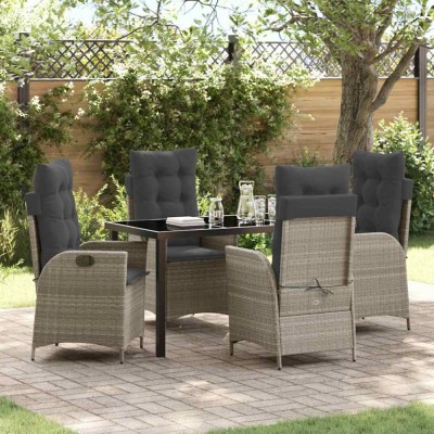 vidaXL Set de masă pentru grădină 5 pcs Gri deschis poliratan 3380521 foto