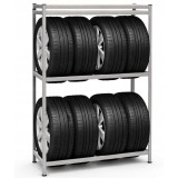 Raft pentru depozitare anvelope cu polite MDF si cadru otel galvanizat 120x40x180 cm