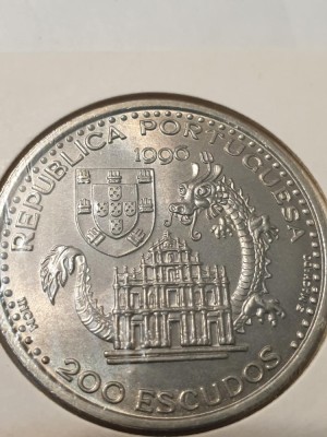 F2 Portugalia 200 escudos 1996/Macau /UNC foto