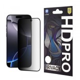 Folie de protectie Ecran Privacy Lito HD Pro pentru Apple iPhone 16 Pro Max, Sticla Securizata, Full Glue