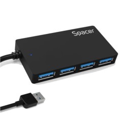 HUB extern SPACER, porturi USB: USB 3.0 x 4, conectare prin USB3.0, cablu 1m lungime