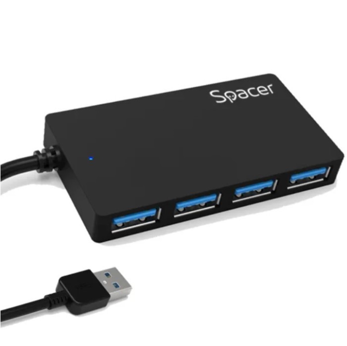 HUB extern SPACER, porturi USB: USB 3.0 x 4, conectare prin USB3.0, cablu 1m lungime