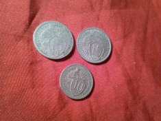 3 Monede URSS :15 kopeici 1932, 1933 si 10 kop 1934 ,cal. buna- f.buna
