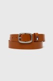 Tommy Jeans curea de piele femei, culoarea maro, AW0AW15836