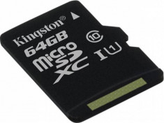 Card de Memorie Kingston microSDXC 64GB Clasa 10 45mbps foto