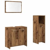 Cumpara ieftin Set mobilier de baie, 3 piese, lemn vechi, lemn prelucrat