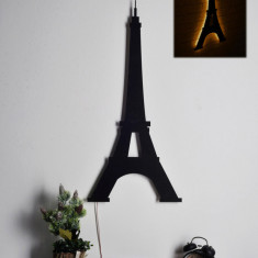 Decoratiune luminoasa LED, Eiffel Tower, MDF, 60 LED-uri, Galben