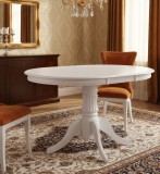 Masa extensibila living KL Willy, cadru lemn masiv, MDF Furniruit, 4 persoane, 90-123x90x76 cm, Alb