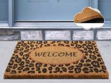 Covoras Intrare Welcome Leopard, 40x60 cm, din Fibre de Cocos, Chilai Home
