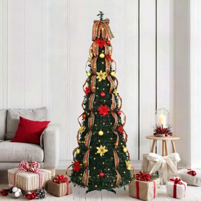 vidaXL Brad de Crăciun artificial cu 200 LED Verde 210 cm PVC 42018633 foto