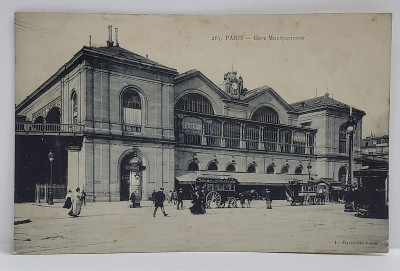 PARIS , GARA MONTPARNASSE , CARTE POSTALA ILUSTRATA , 1907 foto