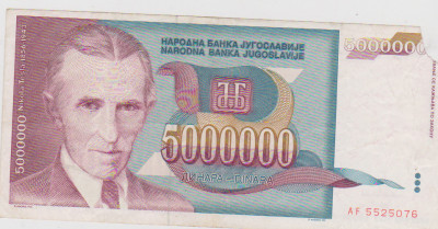 BANCNOTA 5 000000 DINARI 1993 JUGOSLAVIA foto