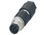 Conector M12 tată, 4 pini, drept, pe cablu, 4A