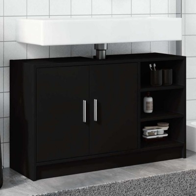 vidaXL Dulap de chiuvetă, negru, 90x29x55 cm, lemn prelucrat 848123 foto